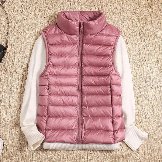 Dames Puffer Bodywarmer – Lichtgewicht Gewatteerd met Hoge Kraag, Mouwloos