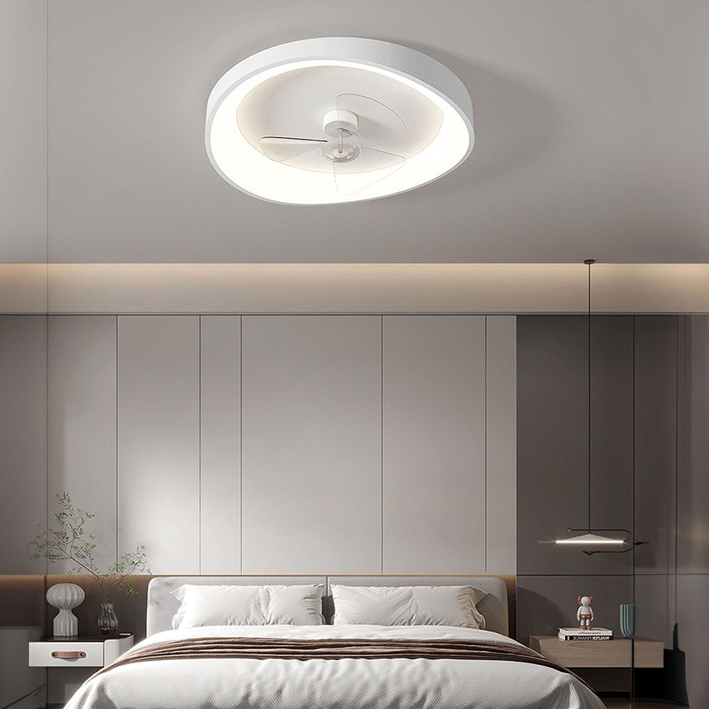 Modern Minimalism Iron White Design Ceiling Fan With Light