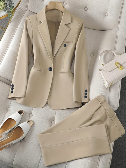 Dames Blazer Set met Reverskraag – Klassiek & Elegant – Geschikt voor Elk Seizoen