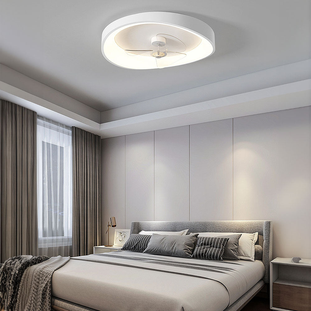 Modern Minimalism Iron White Design Ceiling Fan With Light