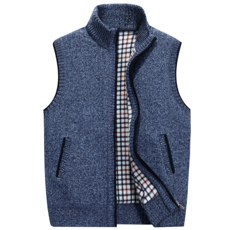 Heren Gebreid Vest met Opstaande Kraag – Stijlvol & Warm
