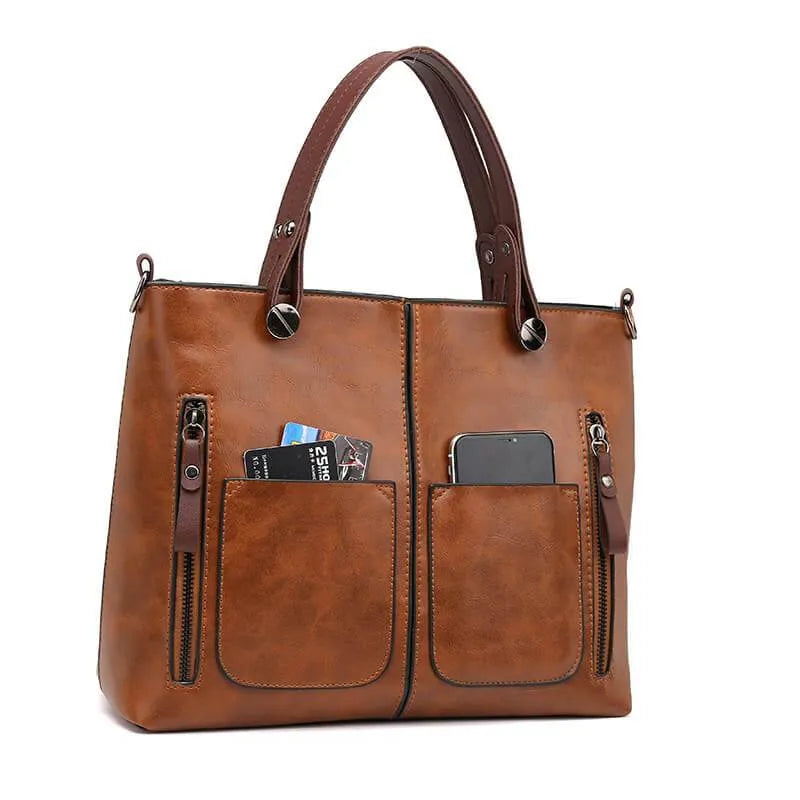 Elegante Vintage Leren Handtas voor Dames – Duurzaam & Stijlvol