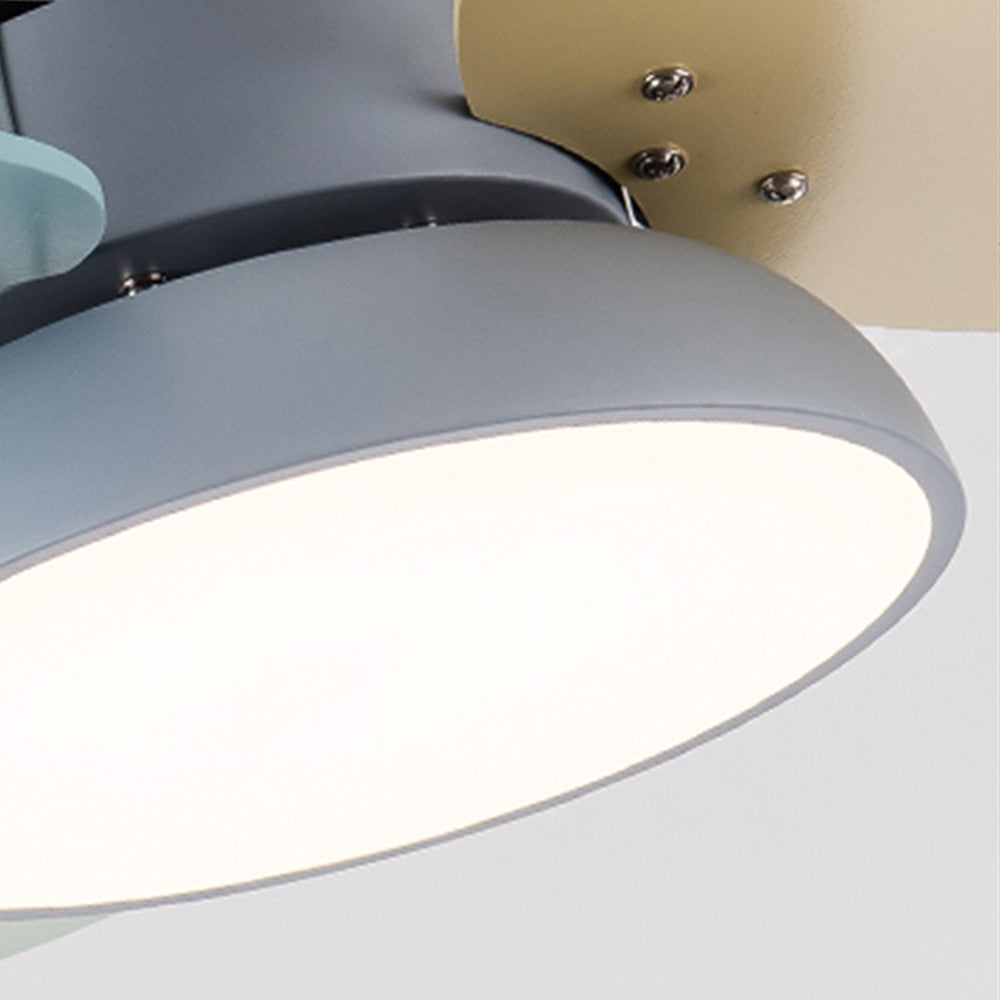 Macaron Colorful Round Ceiling Fan With LED Light For Children's Room
