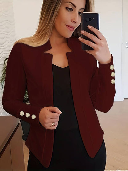 Freizeit Damen Blazer mit Knöpfen – Leichter Baumwolle, Lange Ärmel