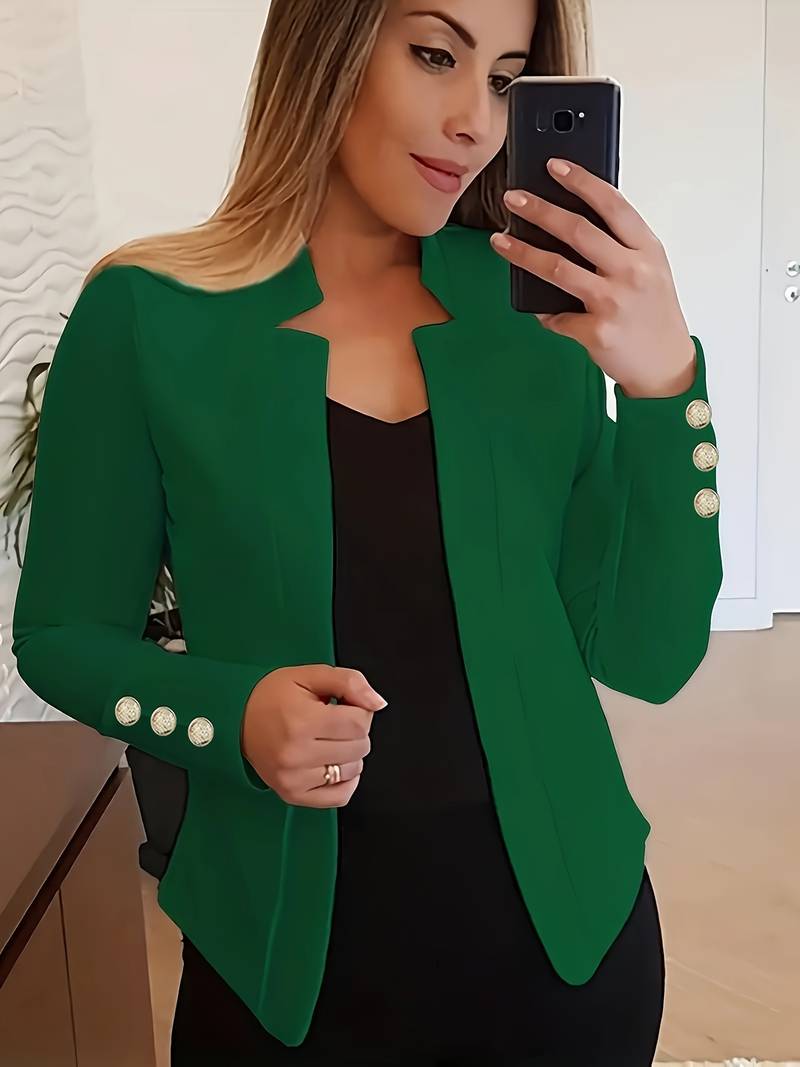 Freizeit Damen Blazer mit Knöpfen – Leichter Baumwolle, Lange Ärmel