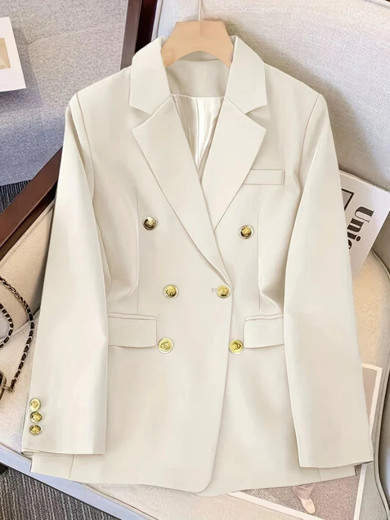 Elegante Slim Fit Dames Blazer met Gouden Knopen