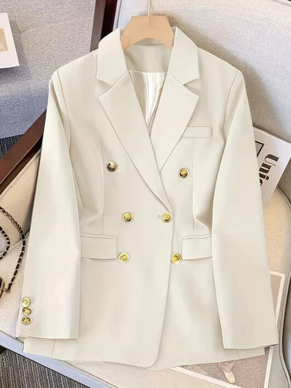 Elegante Slim Fit Dames Blazer met Gouden Knopen