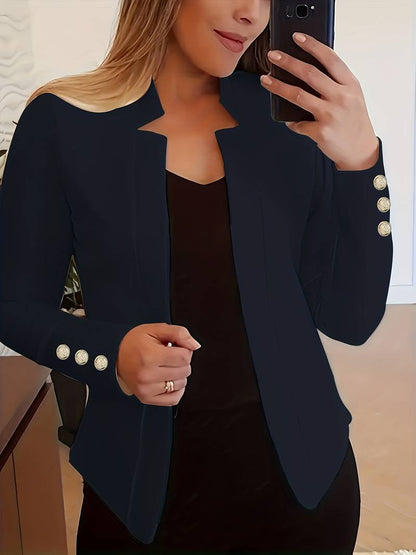 Freizeit Damen Blazer mit Knöpfen – Leichter Baumwolle, Lange Ärmel