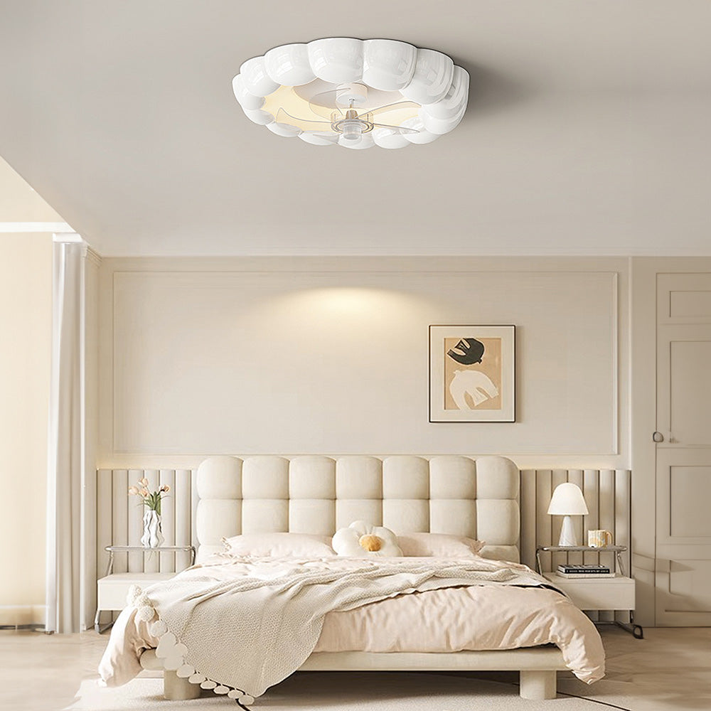 Macaron Simple Bedroom Ceiling Fan With Light