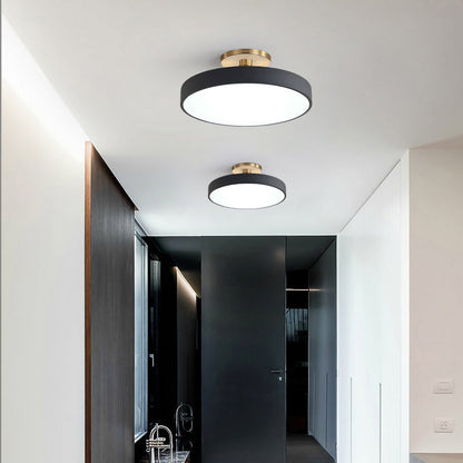 Moderne runde LED-Deckenleuchte – Schlanke halb eingebaute Lampe mit energiesparender Beleuchtung