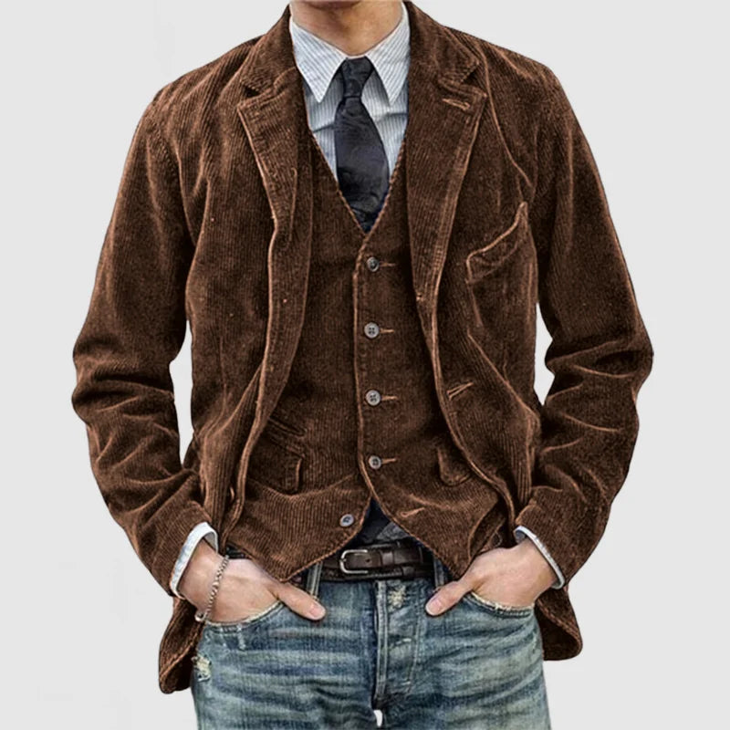 Heren velvet blazer – Slim fit colbert met reverskraag en knoopsluiting
