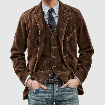 Heren velvet blazer – Slim fit colbert met reverskraag en knoopsluiting