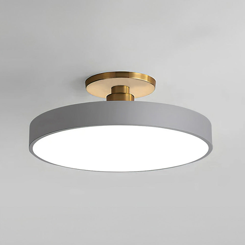 Moderne runde LED-Deckenleuchte – Schlanke halb eingebaute Lampe mit energiesparender Beleuchtung