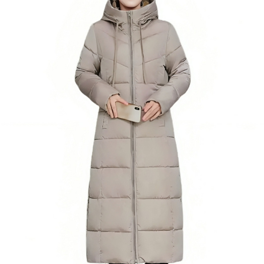 Lange Gewatteerde Winterjas met Capuchon voor Dames – Warm & Stijlvol
