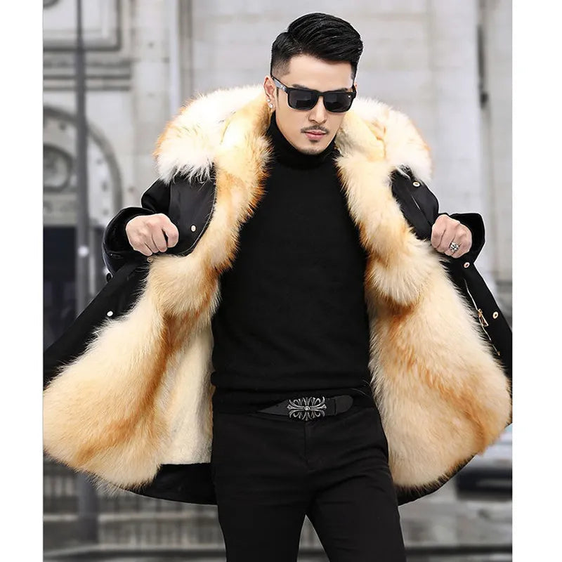 Lange Winterjacke mit Pelzkragen – Luxus Gefütterte Jacke für Extreme Kälte