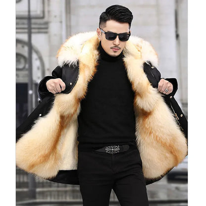 Lange Winterjacke mit Pelzkragen – Luxus Gefütterte Jacke für Extreme Kälte