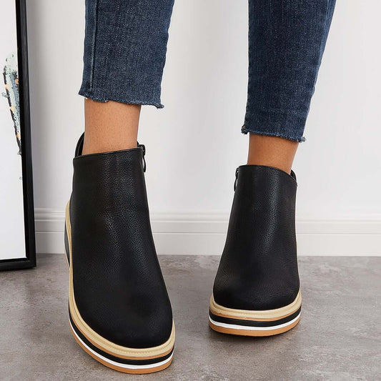 Dames Enkelboots met Rits en Plateau