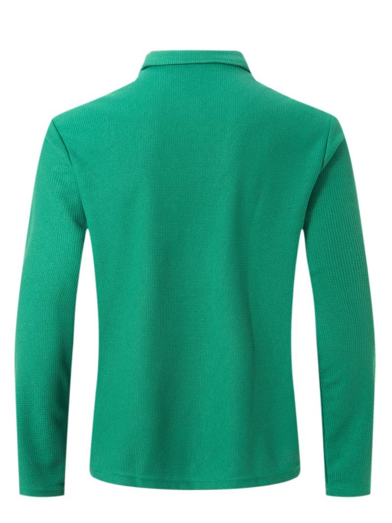 Heren Wafelshirt met Lange Mouwen en V-hals – Casual en Comfortabel