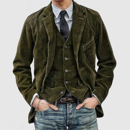 Heren velvet blazer – Slim fit colbert met reverskraag en knoopsluiting