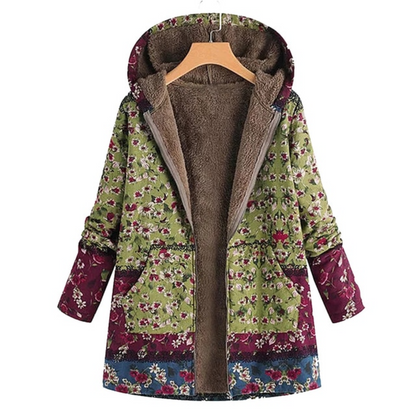 Warme Damesjas met Bloemenprint – Casual & Comfortabel voor Herfst/Winter