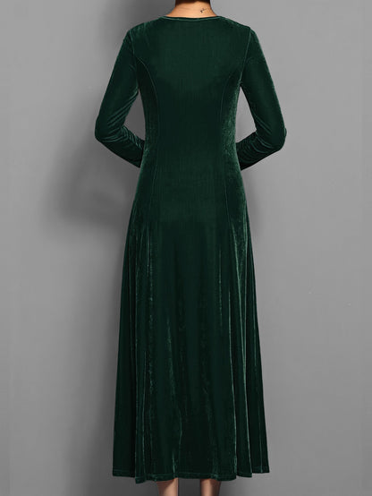 Damen Midi Kleid mit langen Ärmeln – Einfarbig, stilvoll & elegant – Ideal für den Herbst