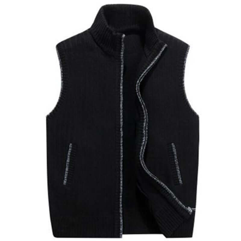 Heren Gebreid Vest met Opstaande Kraag – Stijlvol & Warm