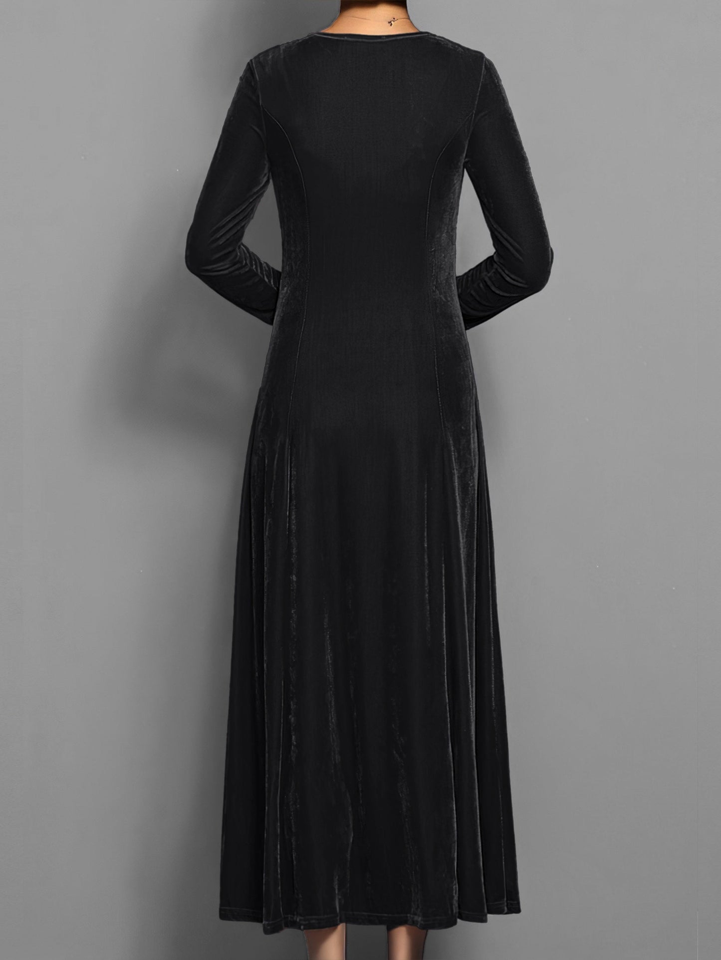Damen Midi Kleid mit langen Ärmeln – Einfarbig, stilvoll & elegant – Ideal für den Herbst