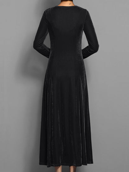 Damen Midi Kleid mit langen Ärmeln – Einfarbig, stilvoll & elegant – Ideal für den Herbst