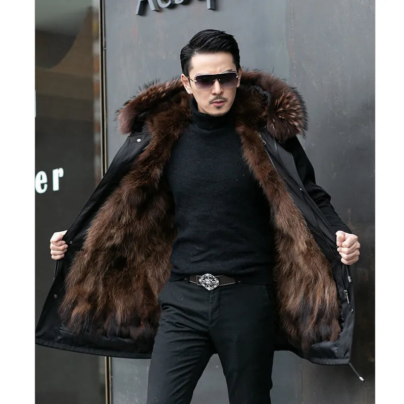 Lange Winterjacke mit Pelzkragen – Luxus Gefütterte Jacke für Extreme Kälte