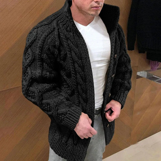 Heren Dikke Kabelgebreide Cardigan - Warm en Comfortabel