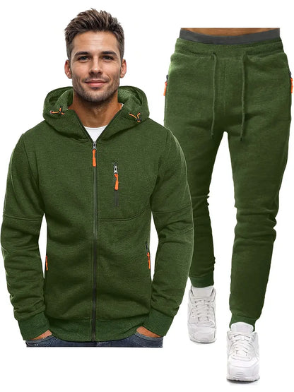 Heren Trainingspak 2-Delig – Sportieve Pullover met Lange Mouwen en Joggingbroek