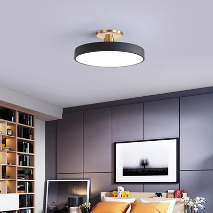 Moderne runde LED-Deckenleuchte – Schlanke halb eingebaute Lampe mit energiesparender Beleuchtung
