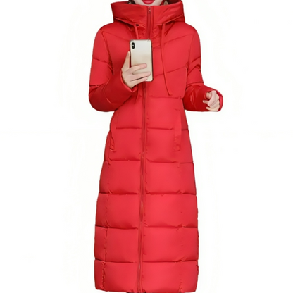 Lange Gewatteerde Winterjas met Capuchon voor Dames – Warm & Stijlvol