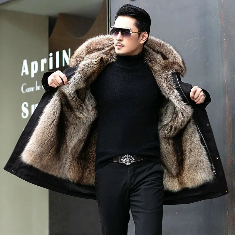 Lange Winterjacke mit Pelzkragen – Luxus Gefütterte Jacke für Extreme Kälte