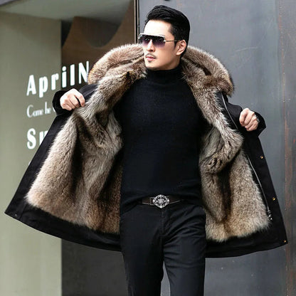 Lange Winterjacke mit Pelzkragen – Luxus Gefütterte Jacke für Extreme Kälte