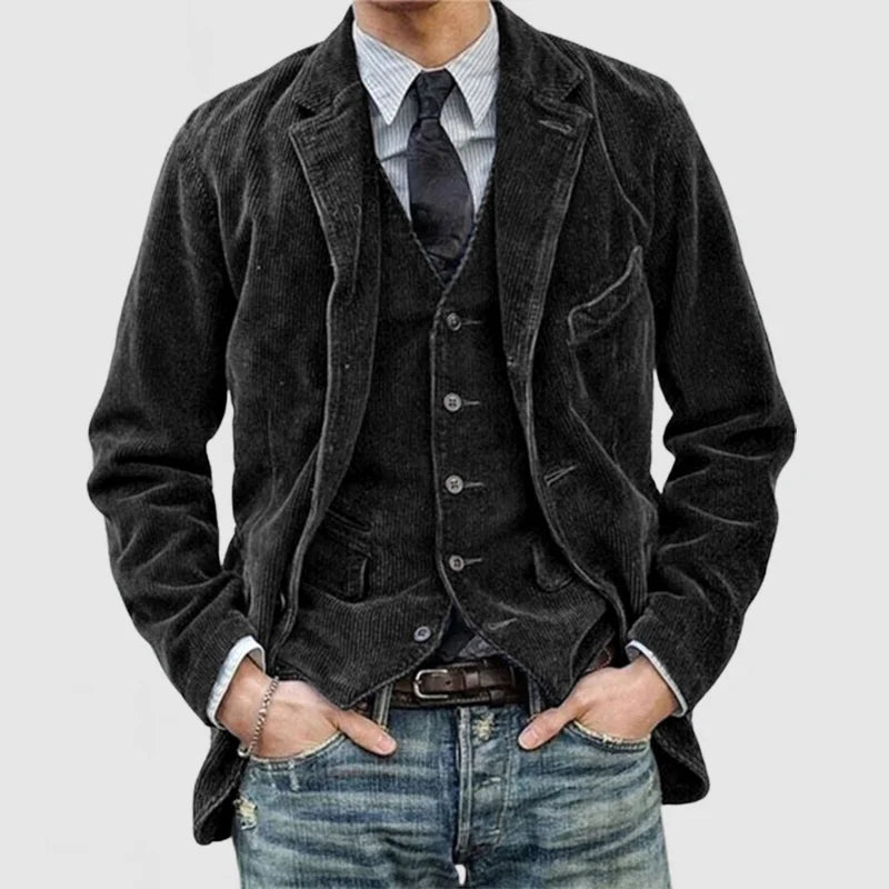 Heren velvet blazer – Slim fit colbert met reverskraag en knoopsluiting