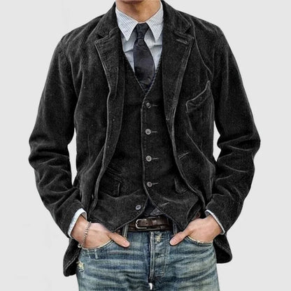 Heren velvet blazer – Slim fit colbert met reverskraag en knoopsluiting