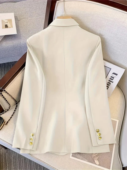 Elegante Slim Fit Damesblazer met Gouden Knopen