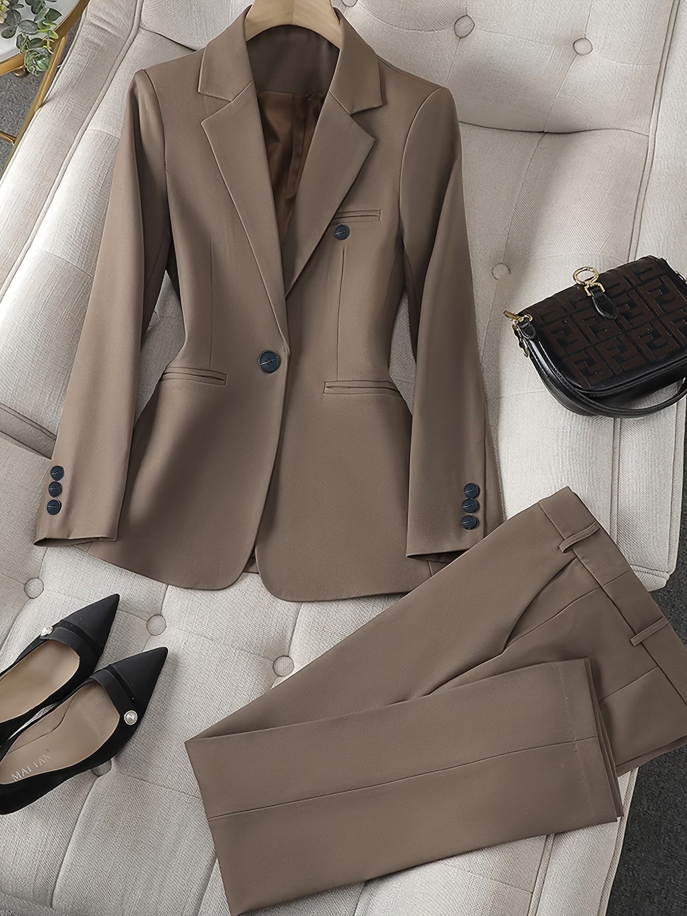 Dames Blazer Set met Reverskraag – Klassiek & Elegant – Geschikt voor Elk Seizoen