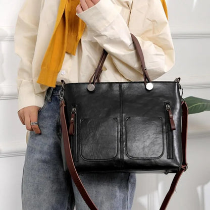 Elegante Vintage Leren Handtas voor Dames – Duurzaam & Stijlvol