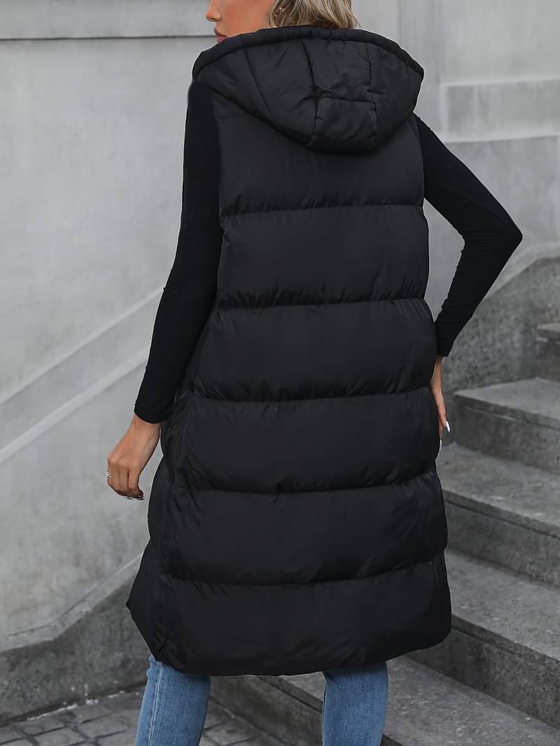 Dames Lange Bodywarmer met Capuchon en Rits