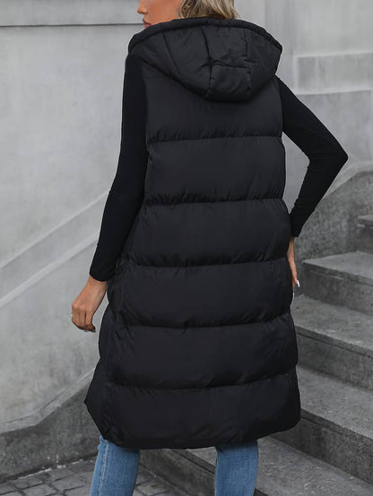 Dames Lange Bodywarmer met Capuchon en Rits