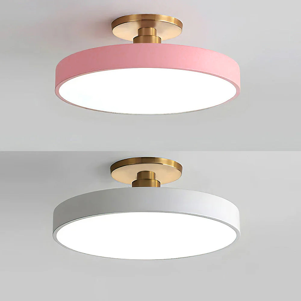 Moderne runde LED-Deckenleuchte – Schlanke halb eingebaute Lampe mit energiesparender Beleuchtung