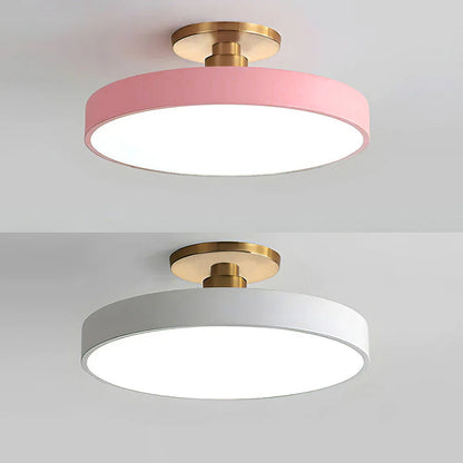 Moderne runde LED-Deckenleuchte – Schlanke halb eingebaute Lampe mit energiesparender Beleuchtung