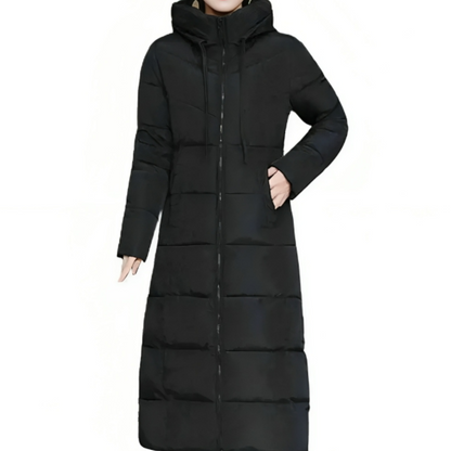 Lange Gewatteerde Winterjas met Capuchon voor Dames – Warm & Stijlvol