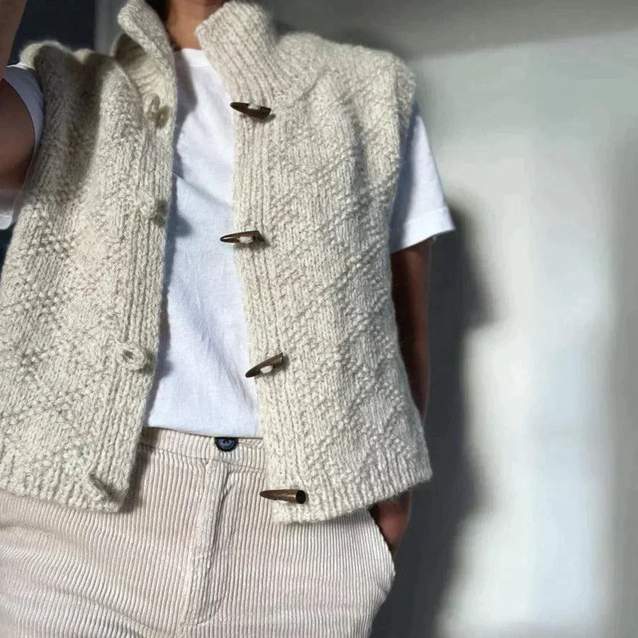 Ärmellose Damenstrickjacke aus Wollmischung – Elegant und vielseitig