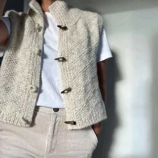 Ärmellose Damenstrickjacke aus Wollmischung – Elegant und vielseitig