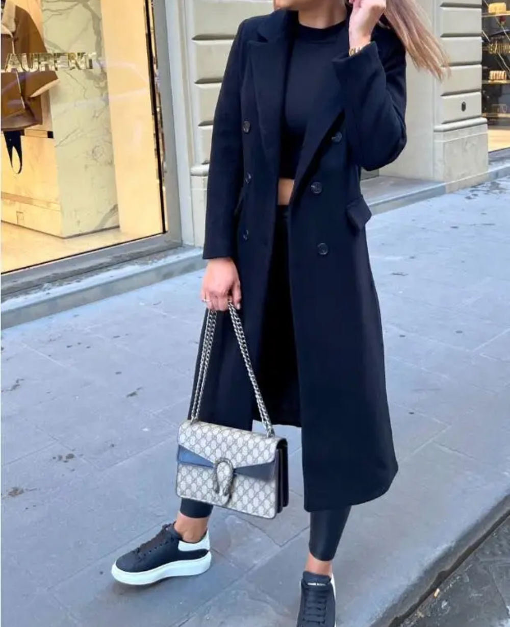 Lange Elegante Getailleerde Trenchcoat voor Dames | Perfect voor Herfst en Winter
