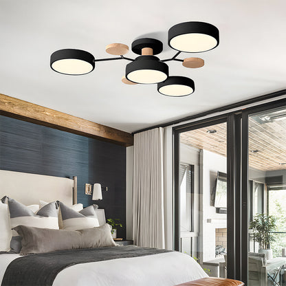 Contemporary Round Iron LED Semi-Flush Chandelier