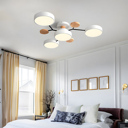 Contemporary Round Iron LED Semi-Flush Chandelier